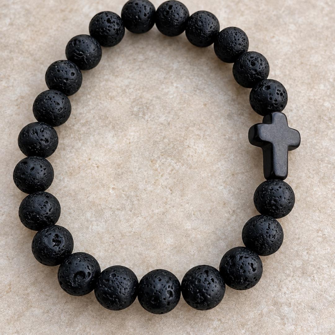 Lava Stone Cross Bracelet – THE BLOOMFIELD EDIT